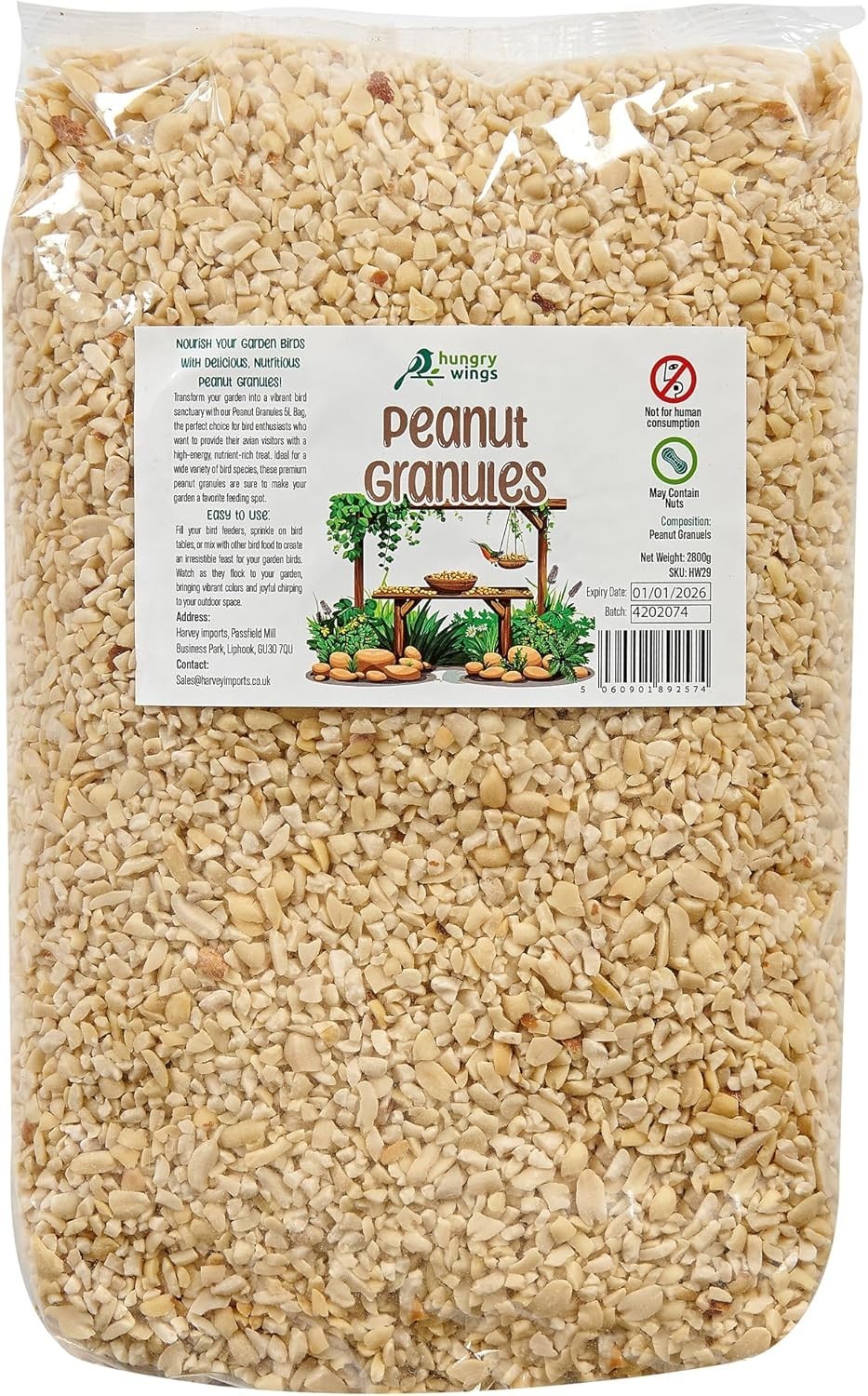 Premium Wild Bird Food 5L Refill, (5L Bag, Peanut Granuels)