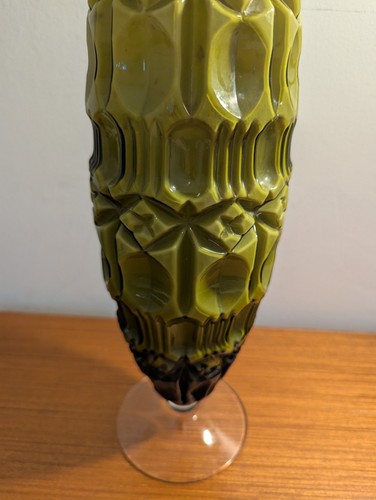 Italian Empoli Green Glass Tiki Vase Mid Century Modern - Picture 15 of 24