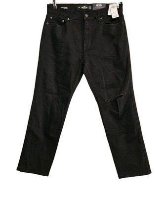 Holister No Fade Jeans - Herren Crop Relaxed Taper Zip Stretch W 33 L 32 #Neu mit Etikett