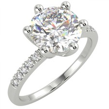 1.75 Ct Round Cut VS1/E Solitaire Pave Diamond Engagement Ring 14K White Gold