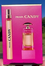 Prada Candy Eau De Parfum EDP Spray 0.33oz + Mini Bottle 0.21oz Travel Gift Set