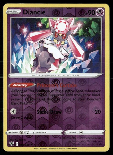 Diancie 068/189 Rare Astral Radiance Pokemon Reverse Holo Lightly Played