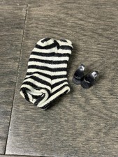 Vintage Barbie Original Black  White Zebra Striped Swimsuit With Shoes 1960s