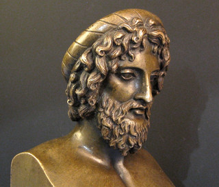 NICE ANTIQUE BRONZE BUST ASCLEPIUS GREEK GOD GRAND TOUR SOUVENIR FIGURE FIGURINE