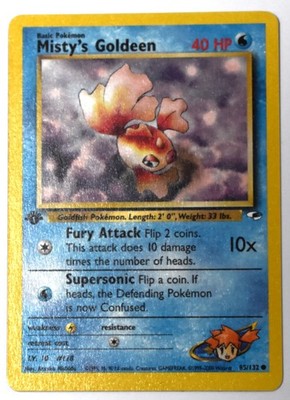 1 Pokemon Karte Englisch Misty´s Goldeen, 40 HP, Nr.85/132, 1999-2000