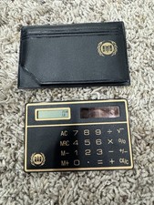 RARE Vintage Cadillac Credit Card Solar Calculator   Black  Gold   Tested