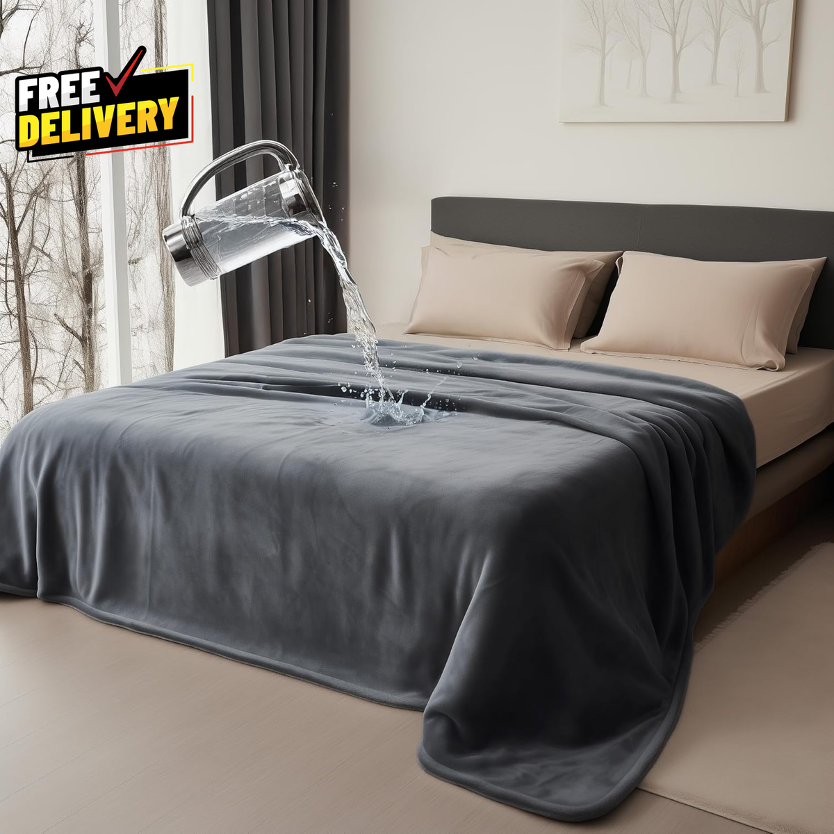 Waterproof Throw Blanket Leakproof Spill Proof Flannel Reversible