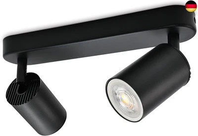 KYOTECH Schwarz 2-flammige Spotlampe LED Deckenleuchte Deckenlampe Schwenkbar