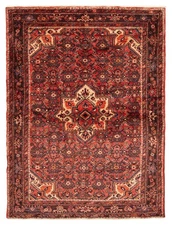 Vintage Red Traditional 5'4" x 10'6" Oriental Hand-Knotted Wool Area Rug