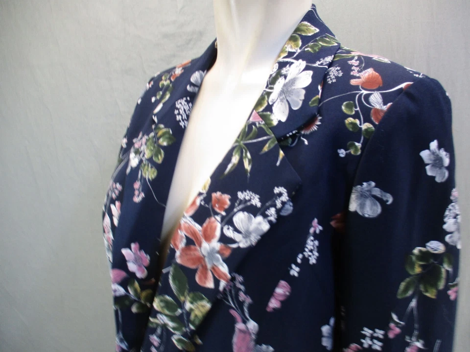 Blazer CYNTHIA ROWLEY Talla S Mujer Multicolor Floral Solapa Frente Abierto 342 Foto 4 de 4