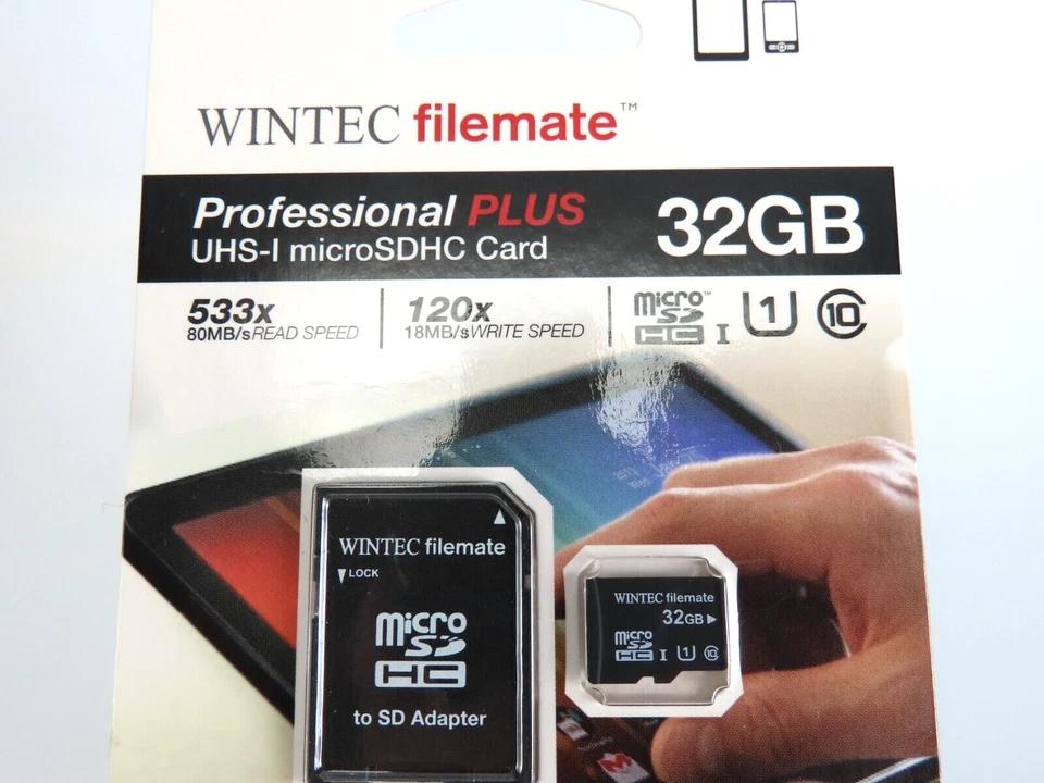 New Wintec Filemate Professional microSDHC Card 32GB w/ Adapter Sealed - Image 3 of 4