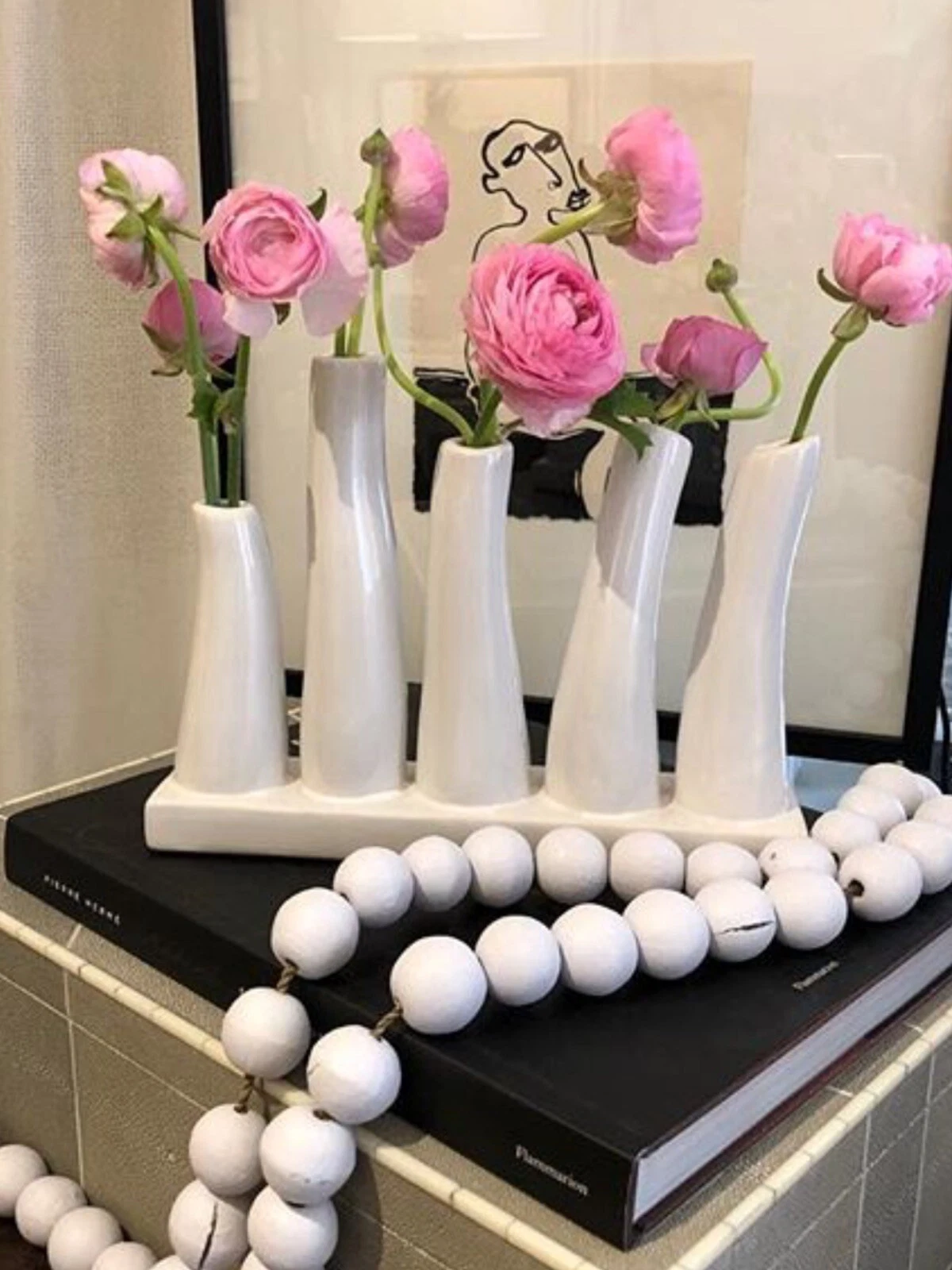 Gorgeous Contemporary Modern White Ceramic Sculptural Flower Vase