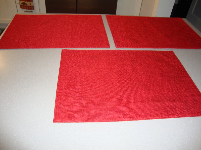 3 CHERRY RED BASKETWEAVE  PLACEMATS - 17.5 X 12.5 inches