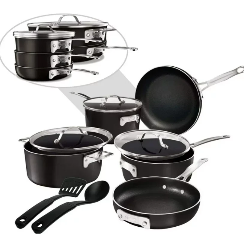10 Piece Cookware Set, Stackable Design with Nonstick Cast Texture Coating