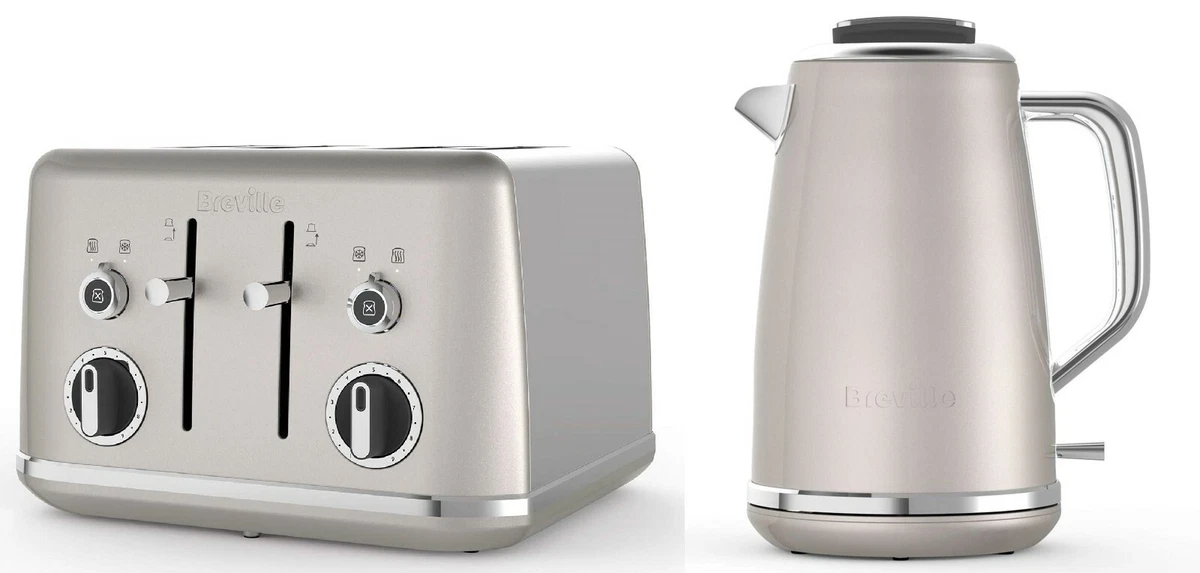 Luxury Breville Lustra Set Four Slice Toaster Electric Kettle Shimmer Cream