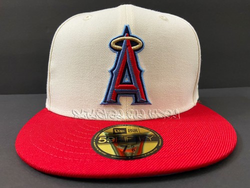 SPORTSWORLD LOS ANGELES ANGELS OFF WHITE RED ICY 50TH PATCH NOT HAT CLUB 7 5/8 - Picture 2 of 10
