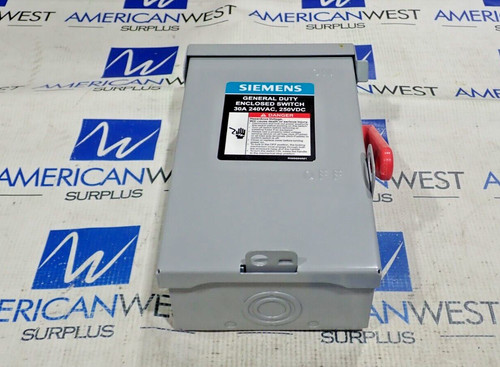 New Siemens Gf321Na 30 Amp Nema 1 Fusible 240 Volt 3 Phase 4 Wire Disconnect