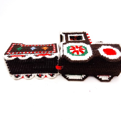 Vintage Christmas 3D Plastic Canvas Needlepoint Train Gingerbread Express 1980s - 第 8/8 張圖片