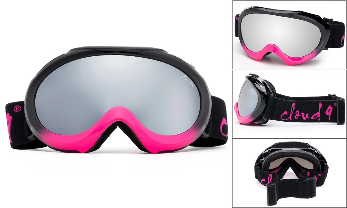 Gafas de esquí para niños niñas 2 tonos negro rosa caliente snowboard para  jóvenes lente doble anti niebla