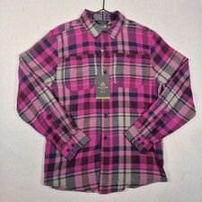 Alpine Design Flannel Shirt Mens Medium Pink Plaid Cotton Long Sleeve Button Up