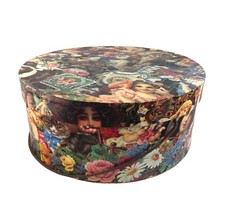 Tri-Coastal Design Decorative Hat Box Very Colorful Victorian Images 13 x 5.5"