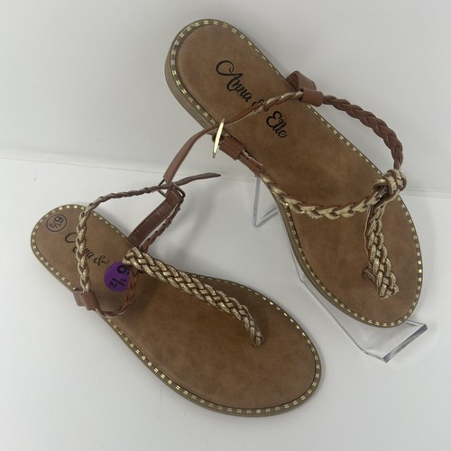 Anna & Elle Boho Womens Open Toe Flat Sandal Size 6.5 Buckle Close up - Picture 6 of 24