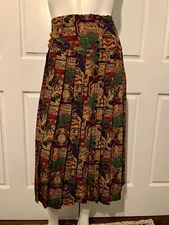 Vintage 1980s Schrader Sport Dom Perignon Champagne Print Pleated Skirt S/M NWT