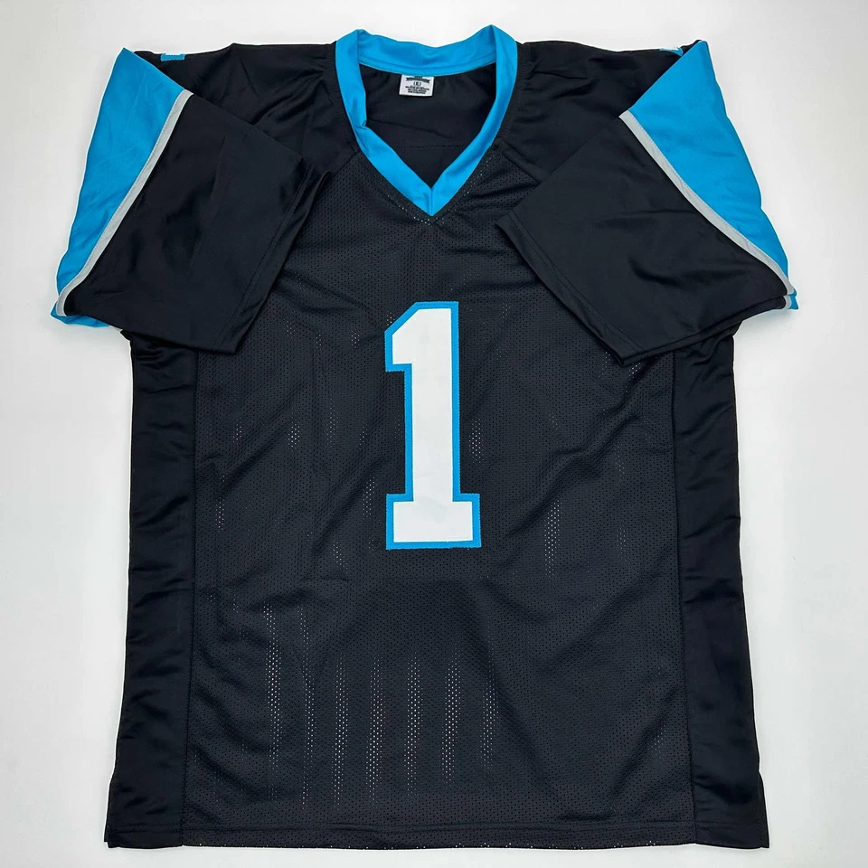 Jersey Facsímil Autografiado Cam Newton Carolina Negro Reimpresión Talla Para Hombre XL Foto 3 de 4