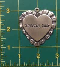 dresden ohio longaberger pewter heart basket tie on medallion charm ornament 