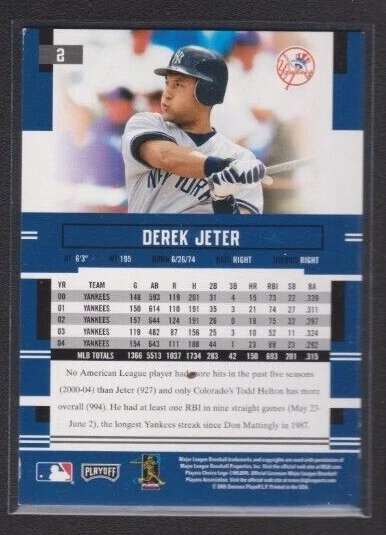 Playoff Prestige NL 2005 East Champions paralelo #2 Derek Jeter Yankees SP 1/18 Foto 2 de 2