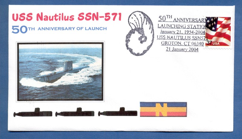 GREYTCOVERS NAVAL COVER USS NAUTILUS SSN-571 50TH ANNIVERSARY OF LAUNCH