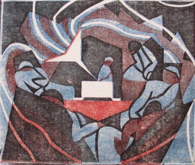 Claude Flight 1930 Art Print   The Gramophone Linocut Grosvenor School Futurist