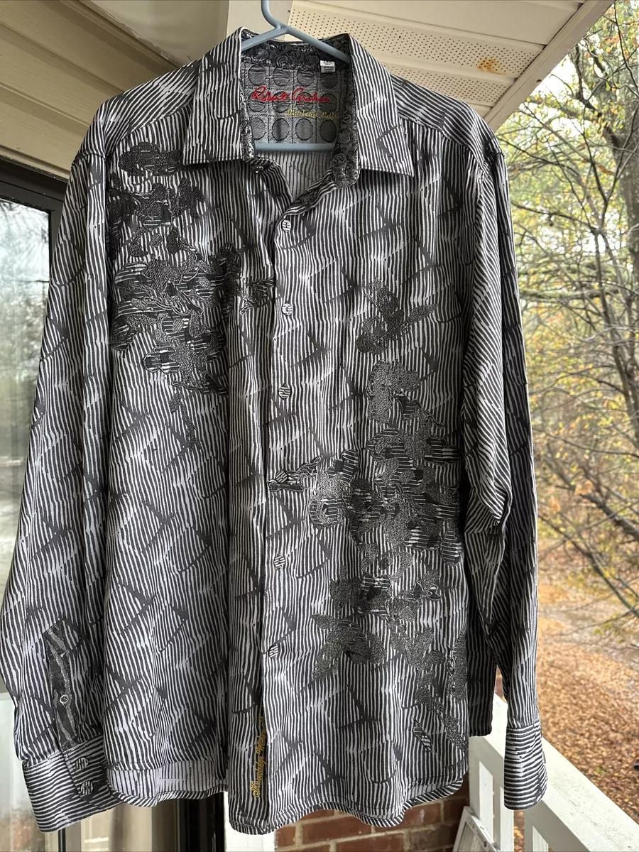 Robert Graham Limited Edition Black Silver & Grey Button Up Shirt