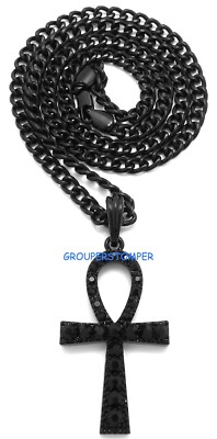 Ankh New Egyptian Pendant Necklace with Rhinestones  