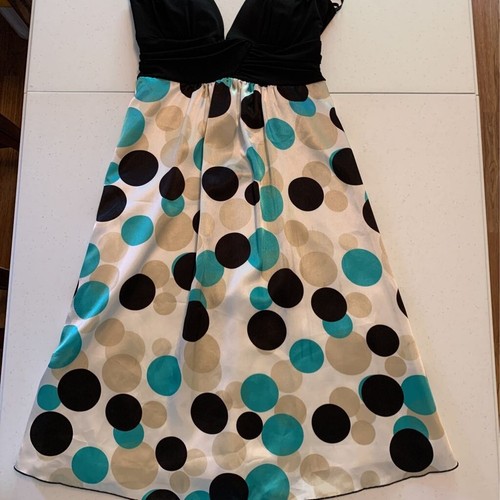 Intrigue Womens A Line Dress Multicolor Polka Dot Stretch V Neck Ruched Zip 10 - Picture 4 of 8