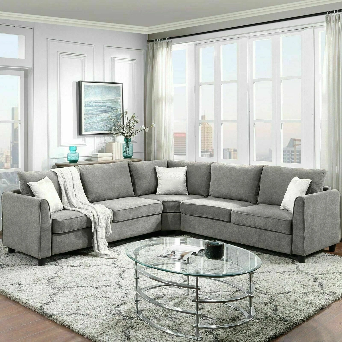 Small Grey Sectional Sofa Baci Living Room