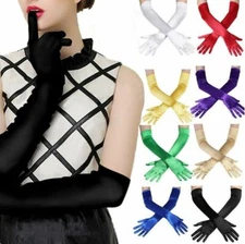 Opera Long Womens Satin Gloves for Flapper Fancy Dress Wedding Prom Cocktail US