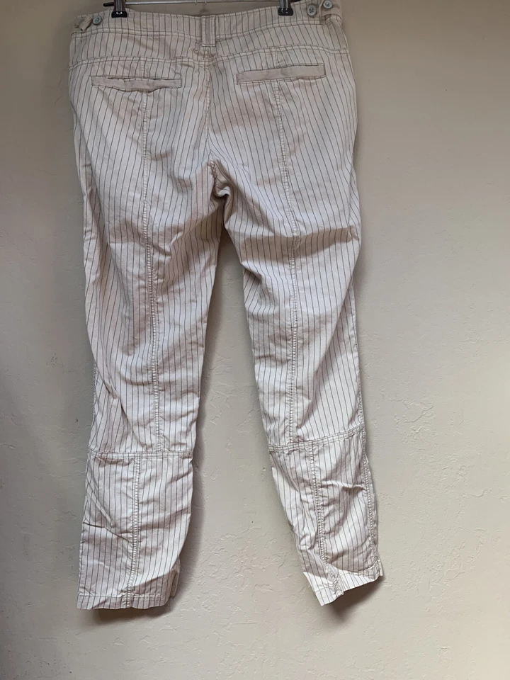Pantalones Anthropologie HEI HEI Mujer Beachwalk Talla 28 Crema Rayas Informales Foto 2 de 4