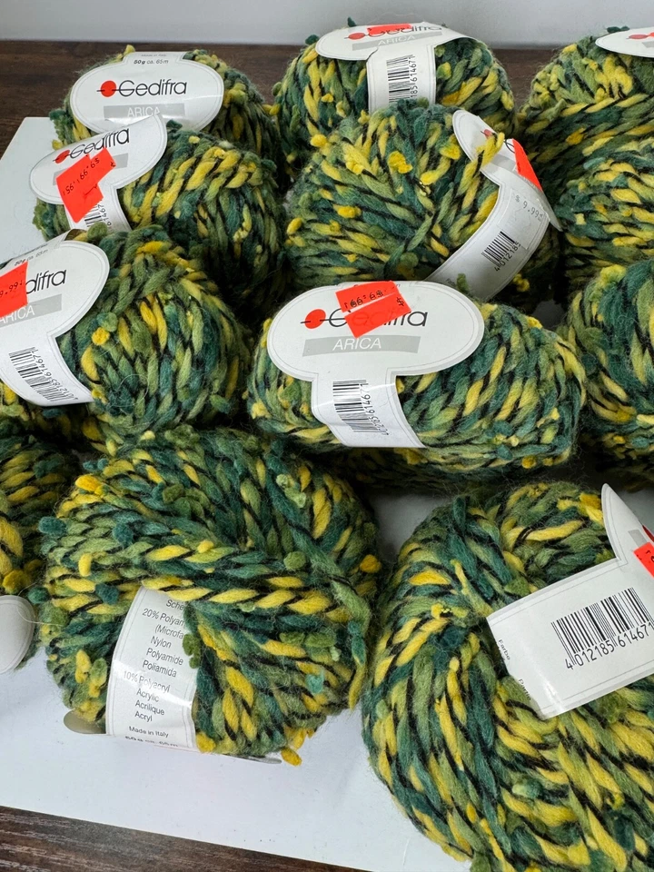批量 13 件 Gedifra Yarn Arica 羊毛混纺,50 克/65 米,多色绿色 全新 — 第 3/4 张图片