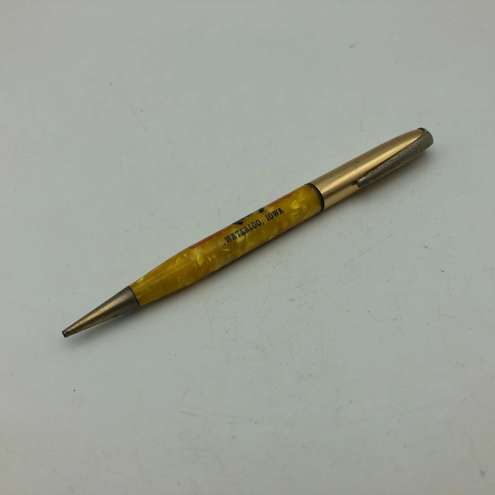 FOE Mechanical Pencil Yellow Pearlescent Eagles Waterloo Iowa Vtg Parts Repair