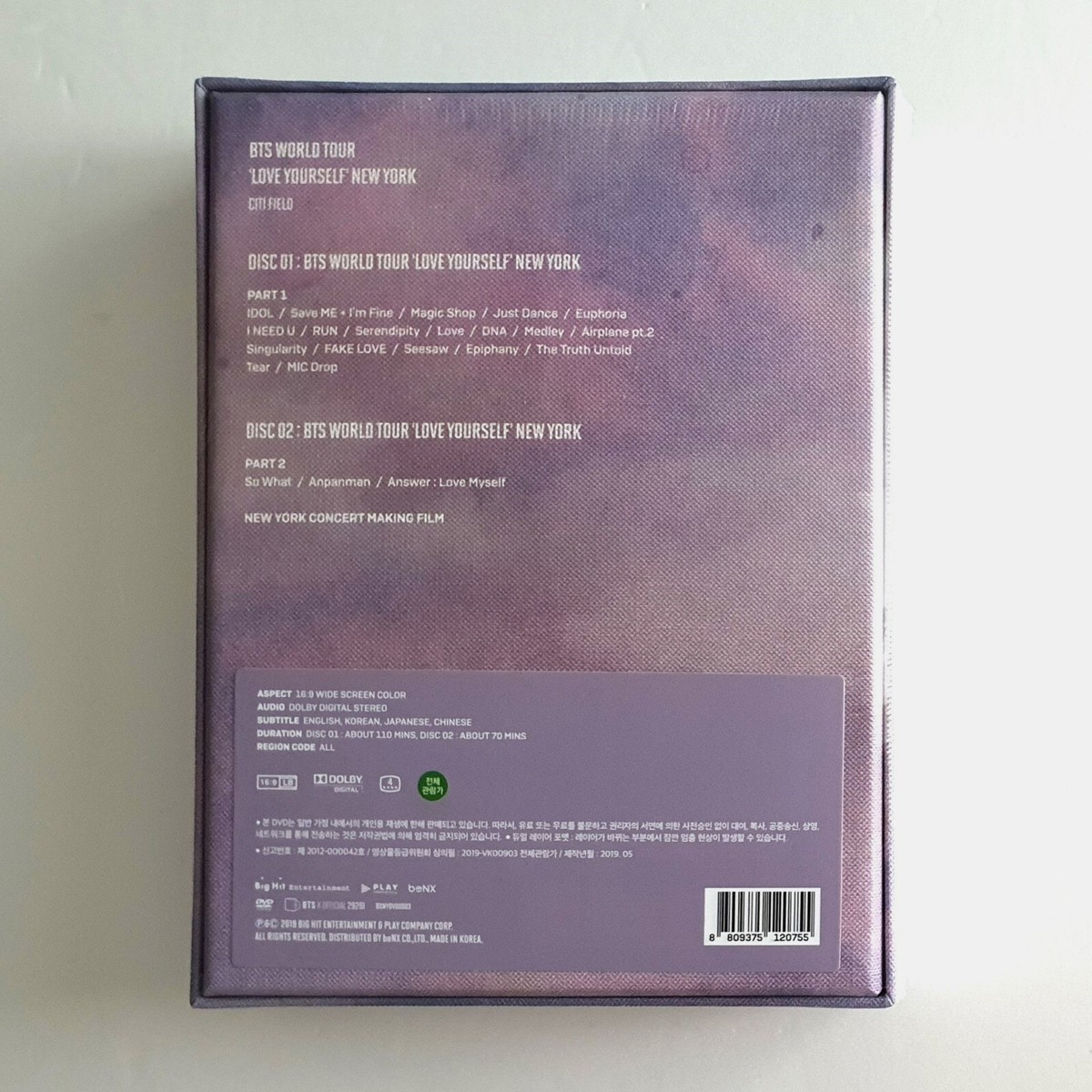 BTS Official Love Yourself World Tour New York DVD Full Set