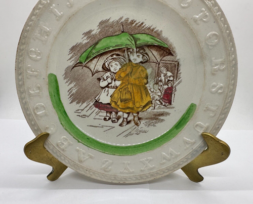 ANTIQUE STAMPED SIGNED EDGE, MALKIN & Co STAFFORDSHIRE ABC PLATE 19th Century 7" - Picture 3 of 11