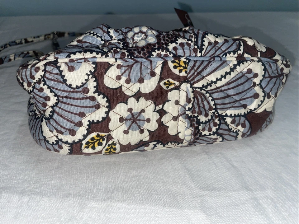 Mini Cartera Bandolera Pequeña Vera Bradley Retirada Bloom Frannie Marrón Azul Blanco Foto 3 de 4