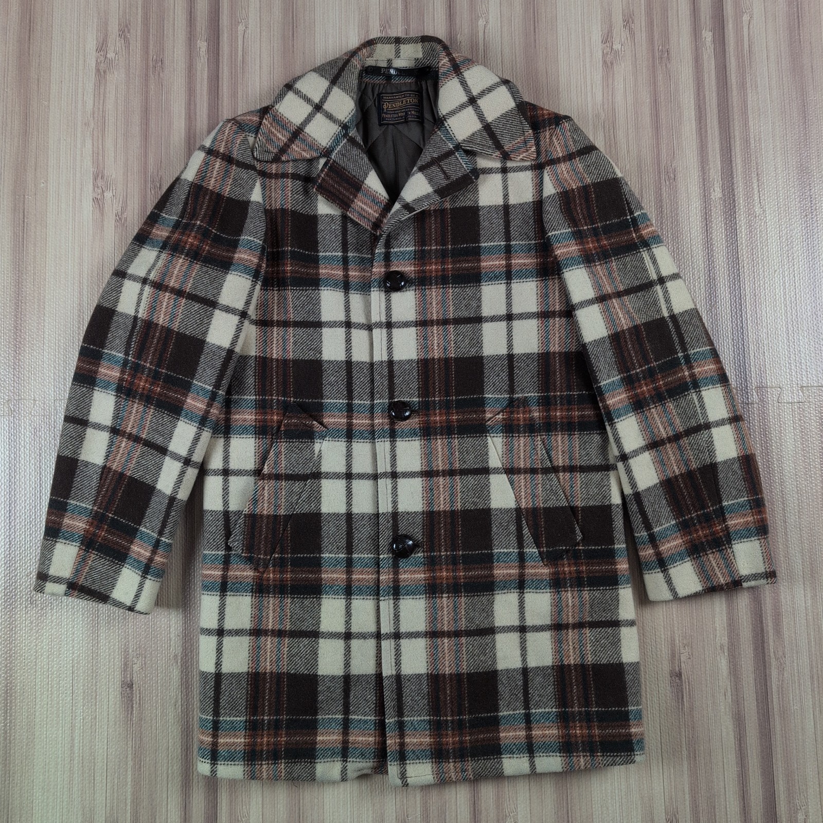 Vintage Pendleton Wool Large Jacket Coat Plaid Qu… - image 1