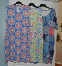 Sunsets & Sweet Tea LOT of 3 Womens XL Colorful UPF 50  Dresses w/pockets