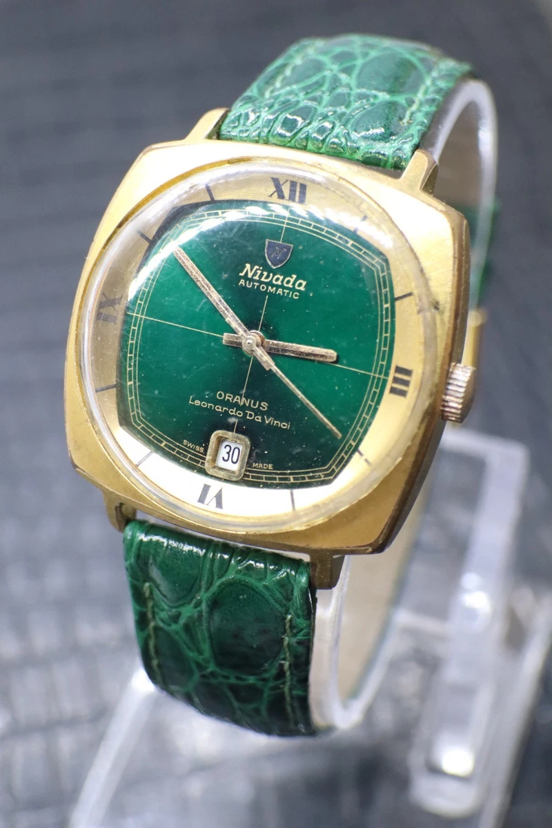 Vintage Nivada Oranus Leonardo Da Vinci Gold Bezel Automatic