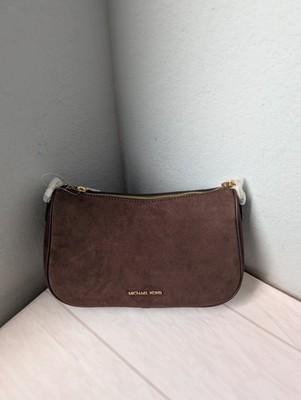 NWT Michael Kors Carmela Medium Suede Convertible Crossbody Bag In Nutmeg