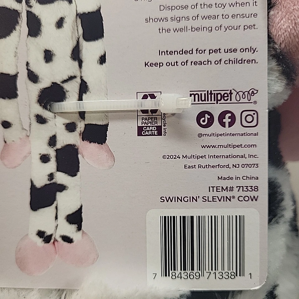 Multipet Swingin' Slevin Oversized Spotted Cow Squeaky Plush Dog Toy, XXL, 24 In - Image 4 of 4