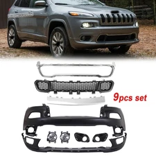 Front Bumper Cover Grille Complete Assembly Set For 2014-2018 Jeep Cherokee