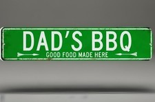 Dad's BBQ "Good Food Made Here" , 16x4 Inch Rustic NEW -Great for Fathers Day